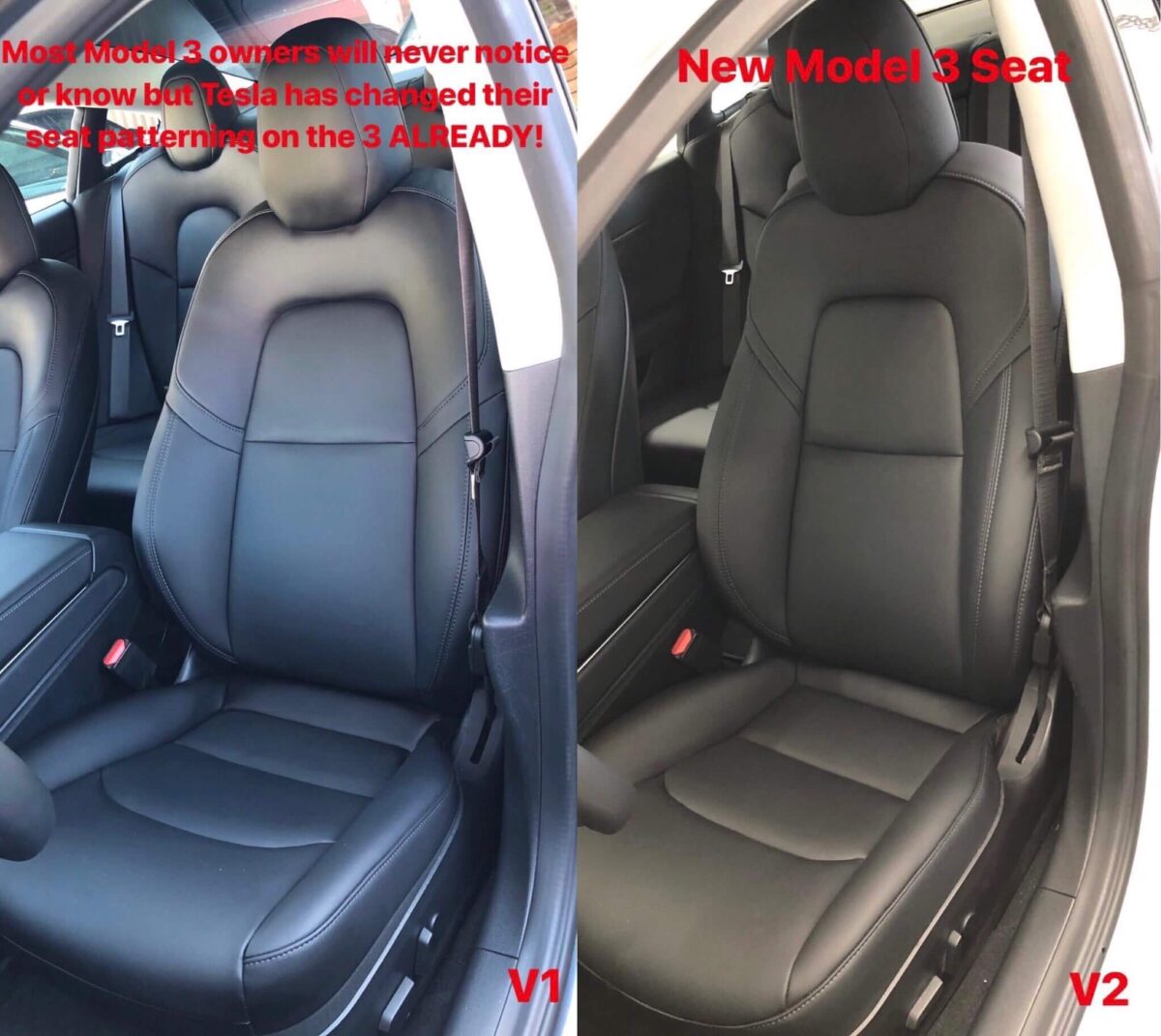 Neue, leicht veränderte Sitze beim Tesla Model 3 