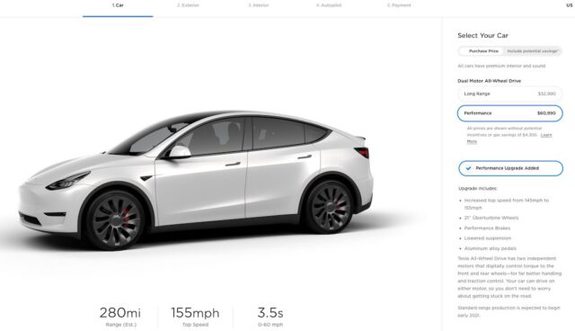 tesla model y performance konfigurator