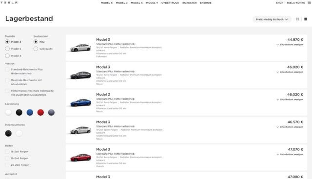 tesla website model 3 verfügbar