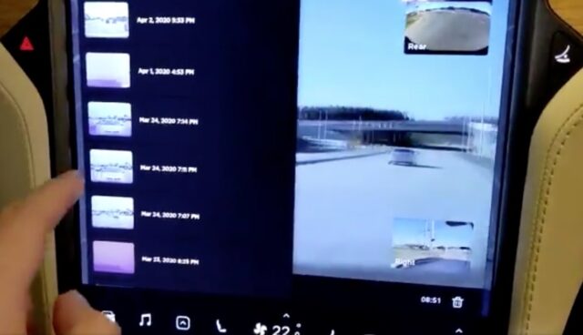 tesla bildschirm daschcam video