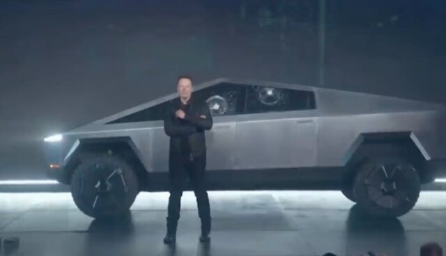 tesla cybertruck musk fenster panne