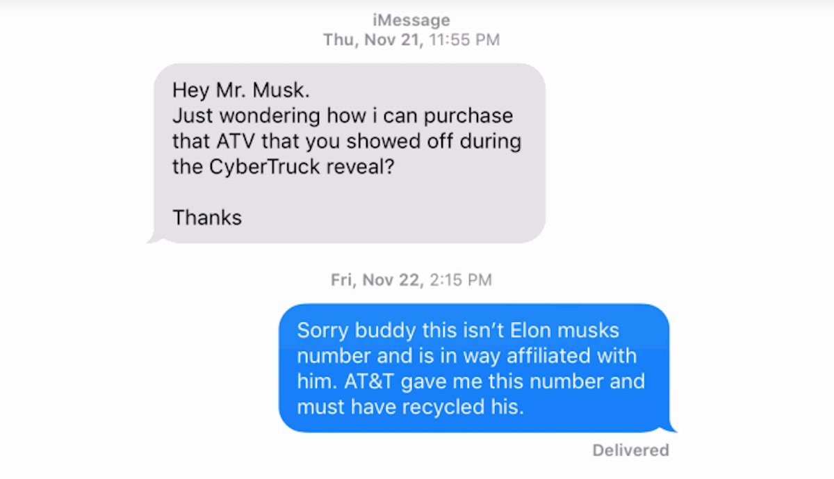 tesla musk alte nummer imessage