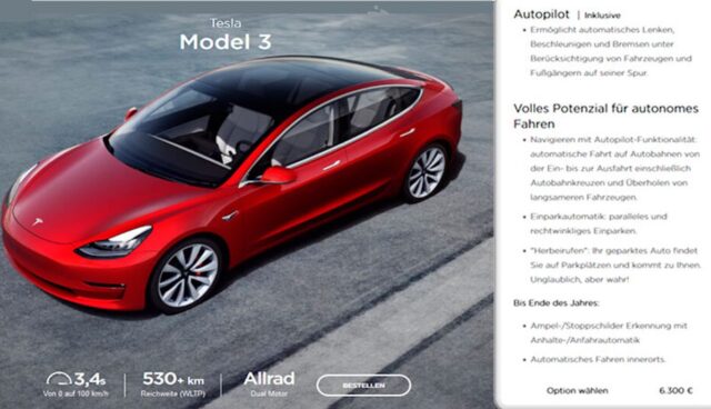 tesla model-3 website autopilot fsd