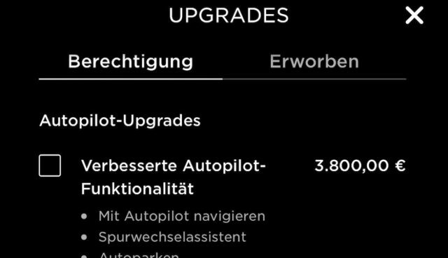 tesla app upgrade verbesserter autopilot