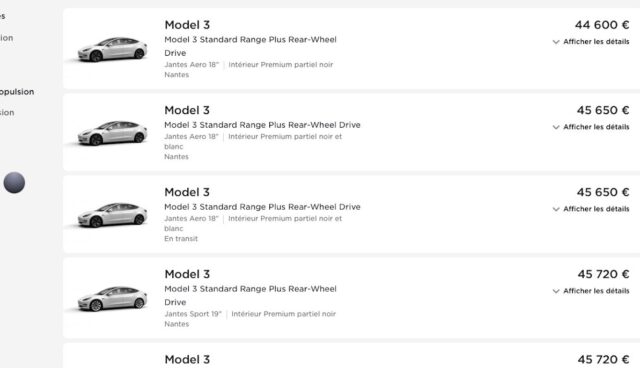 tesla model-3 sr+ sofort web