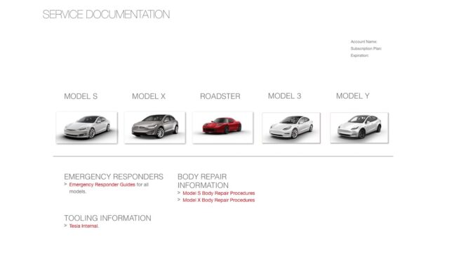 tesla service dokumente website