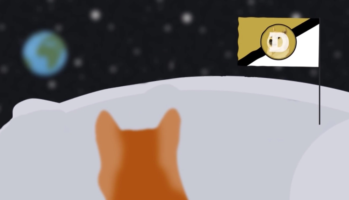 dogecoin cartoon katze mond erde