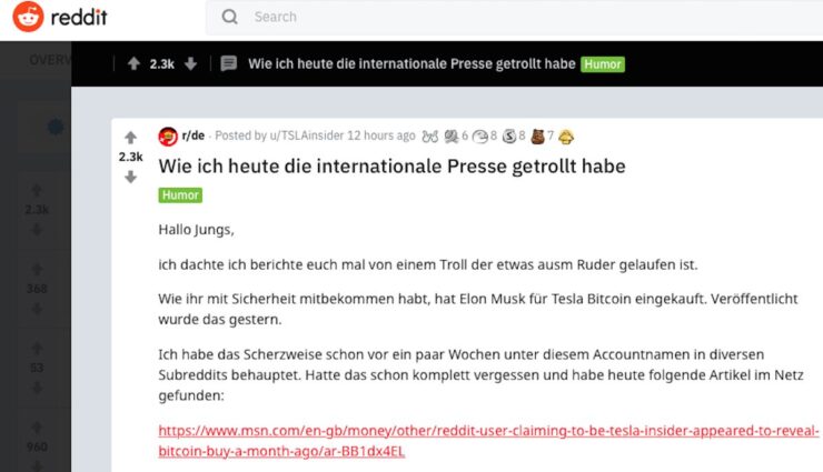reddit troll tesla bitcoin deutscher student