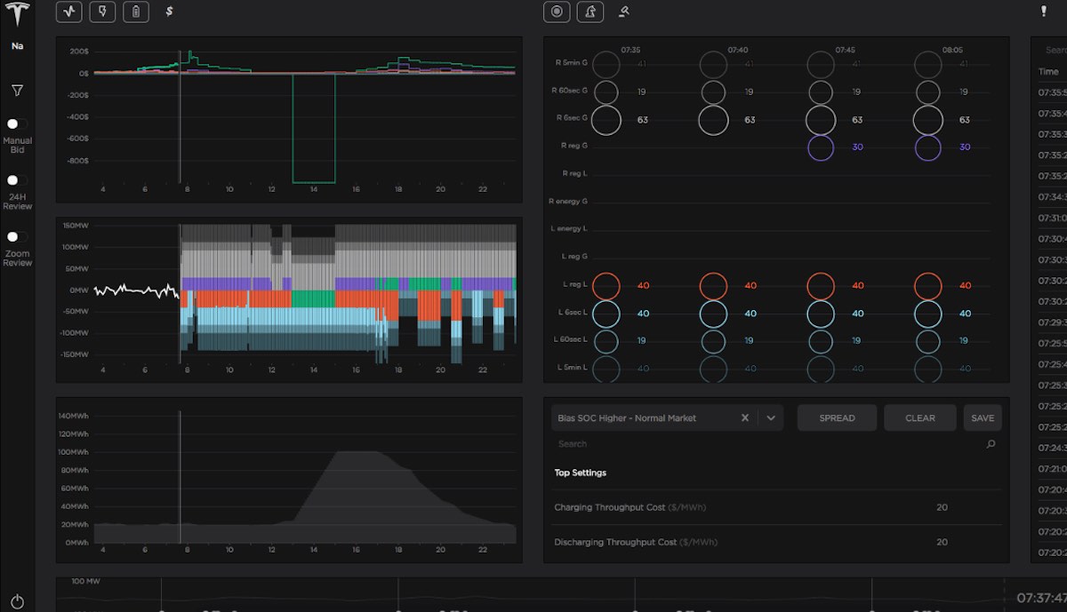 tesla autobidder strom software screenshot