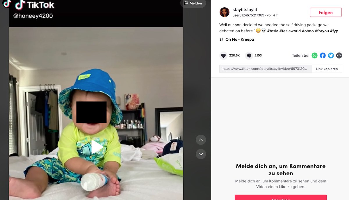 tiktok baby tesla app fsd kauf