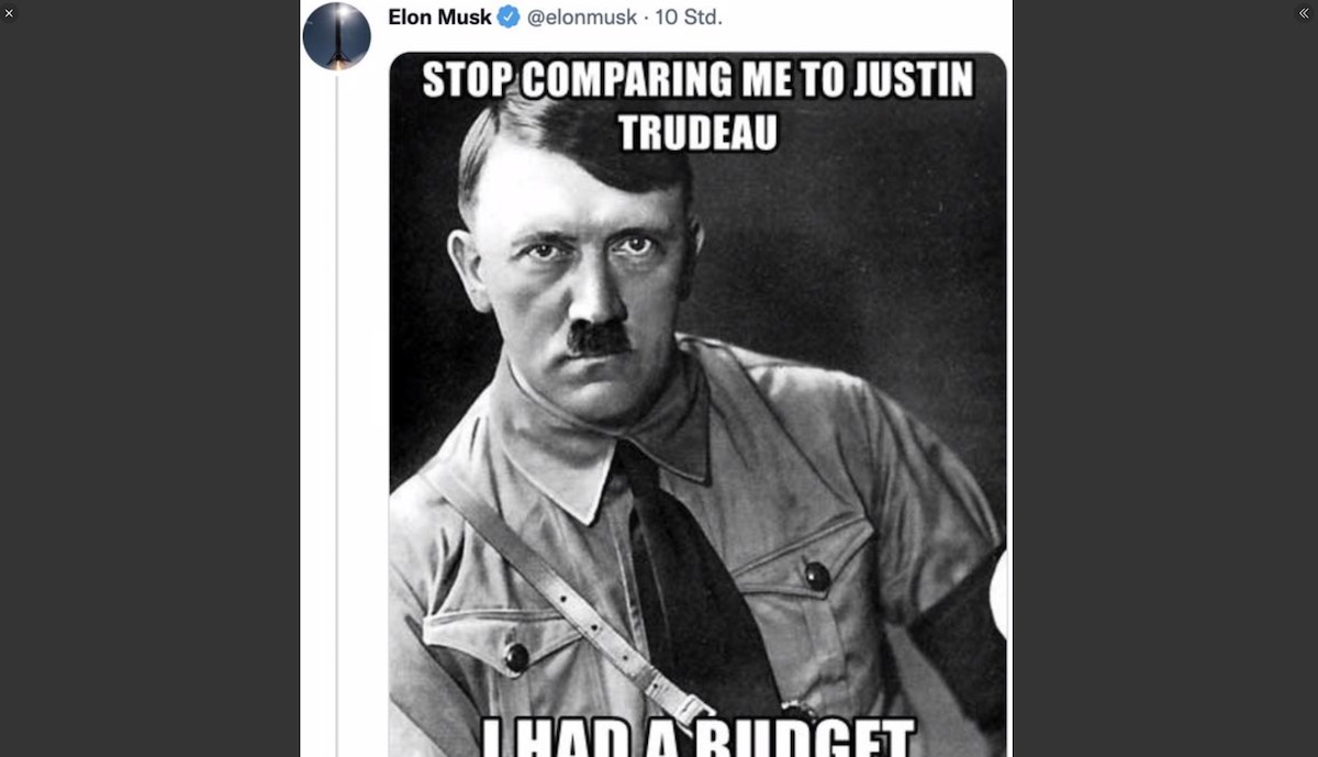 musk tweet trudeau hitler