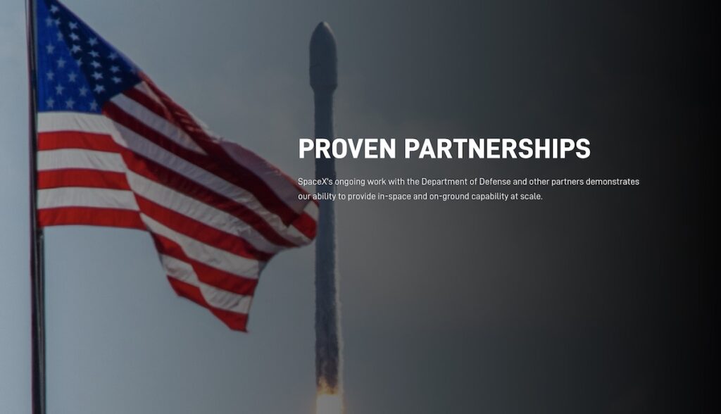 spacex website starshield staat usa