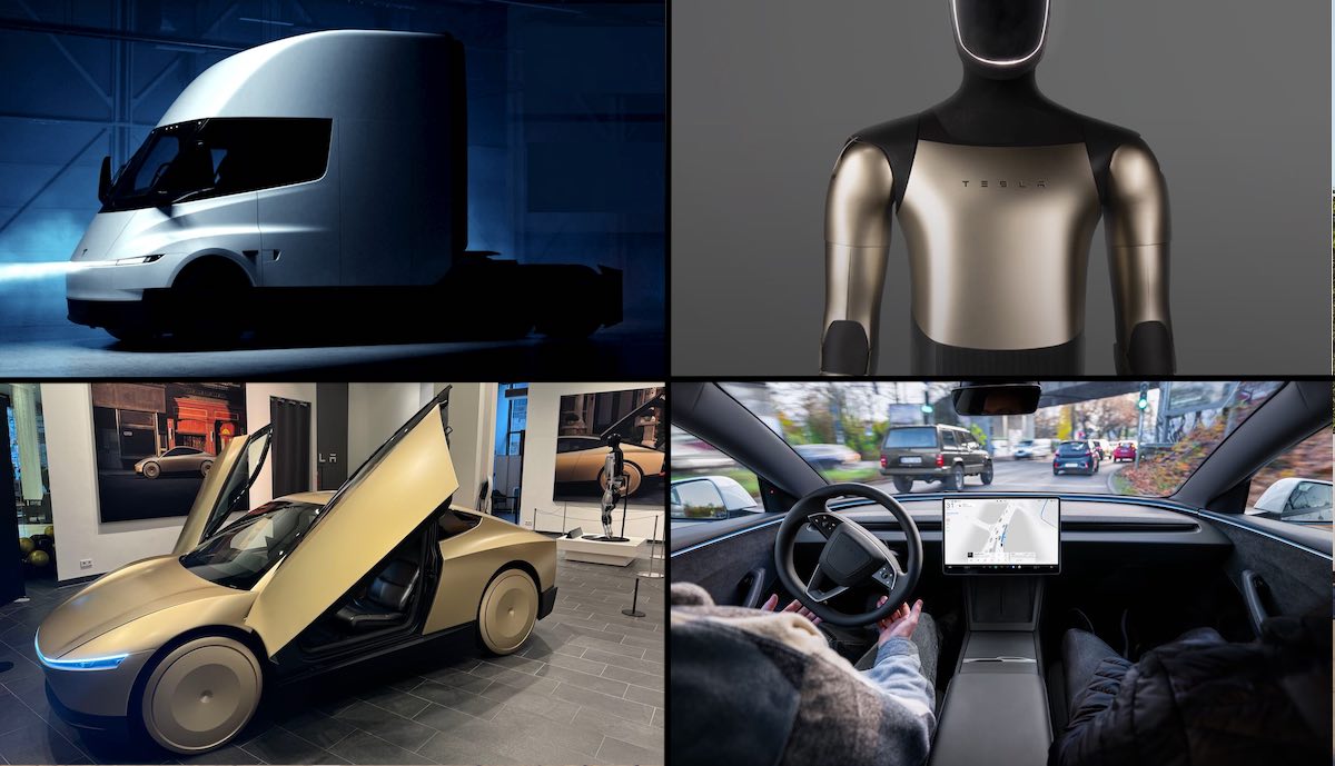 tesla 2026 collage semi cybercab optimus fsd