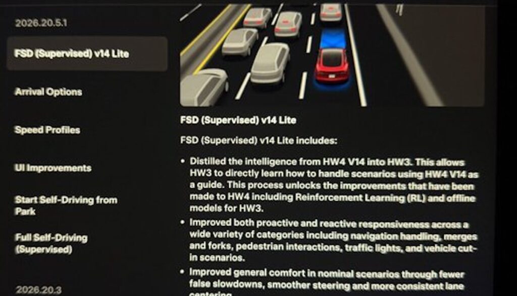 tesla bildschirm fsd v14 lite