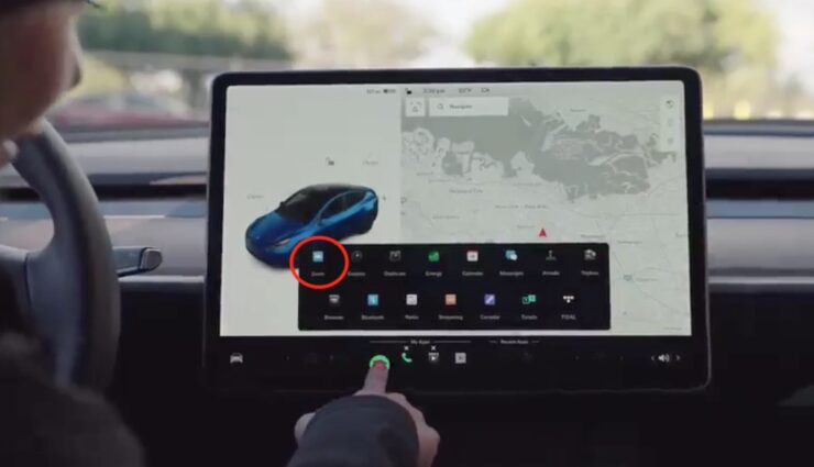 tesla bildschirm v11 zoom app