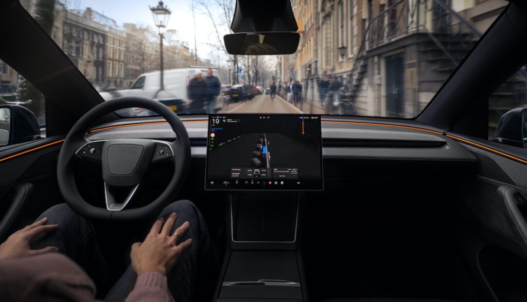 tesla fsd supervised cockpit amsterdam