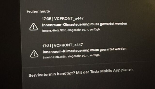 tesla meldung innenraum klima wartung