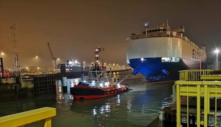 tesla model-3 ankunft hafen zeebrugge 2019 glovis captain