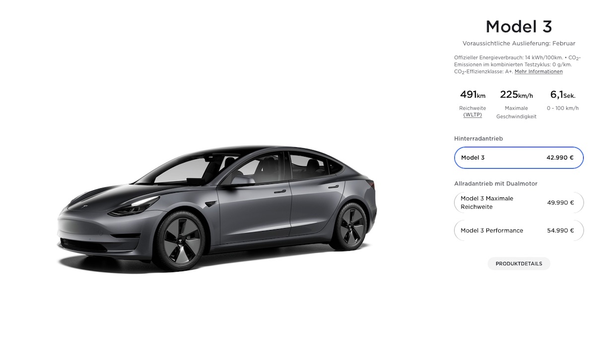 Tesla erhöht Preis für kleinstes Model 3 nach Umstellung um 1000