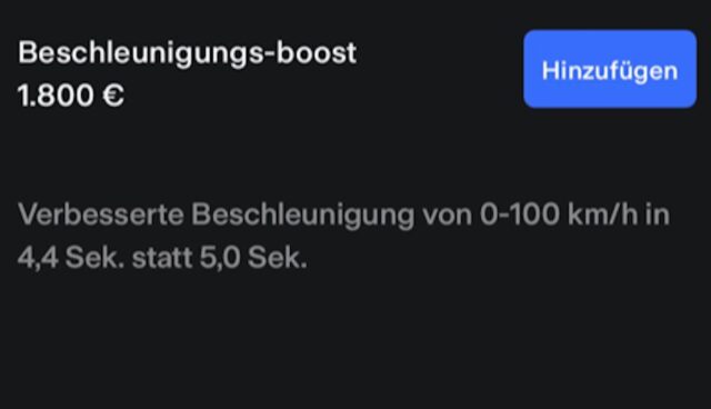 tesla model-y beschleunigung boost app