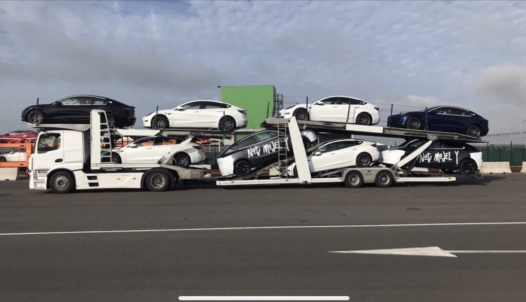 tesla model-y transporter europa scherz