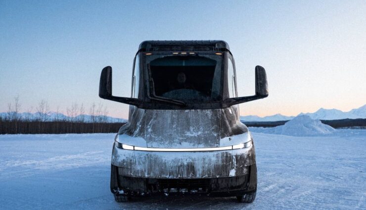 tesla semi fron winter test