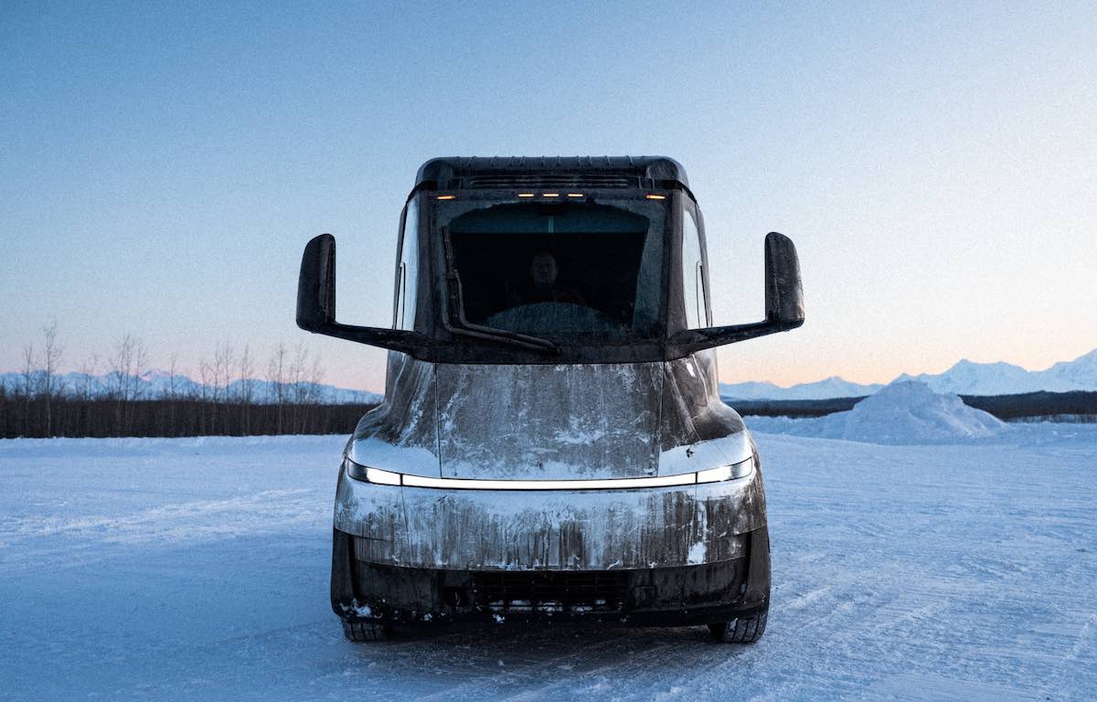 tesla semi fron winter test