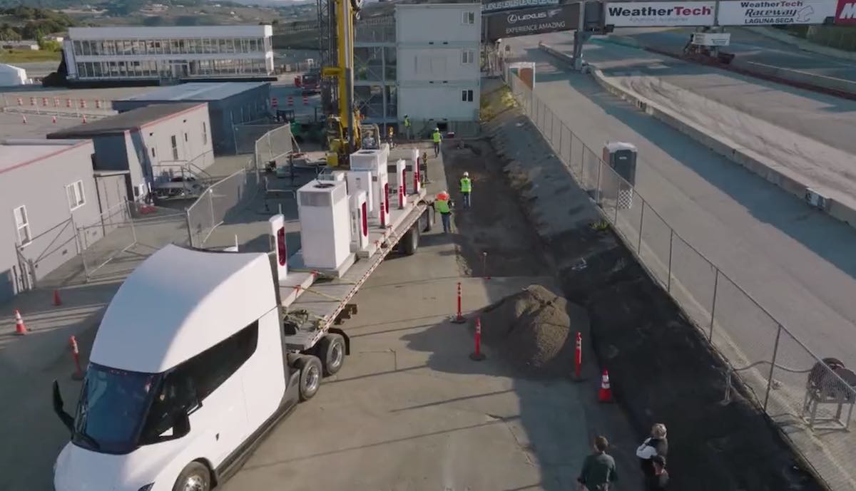 tesla semi supercharger lieferung laguna seca