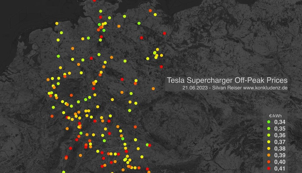 tesla supercharger deutschland preise heatmap