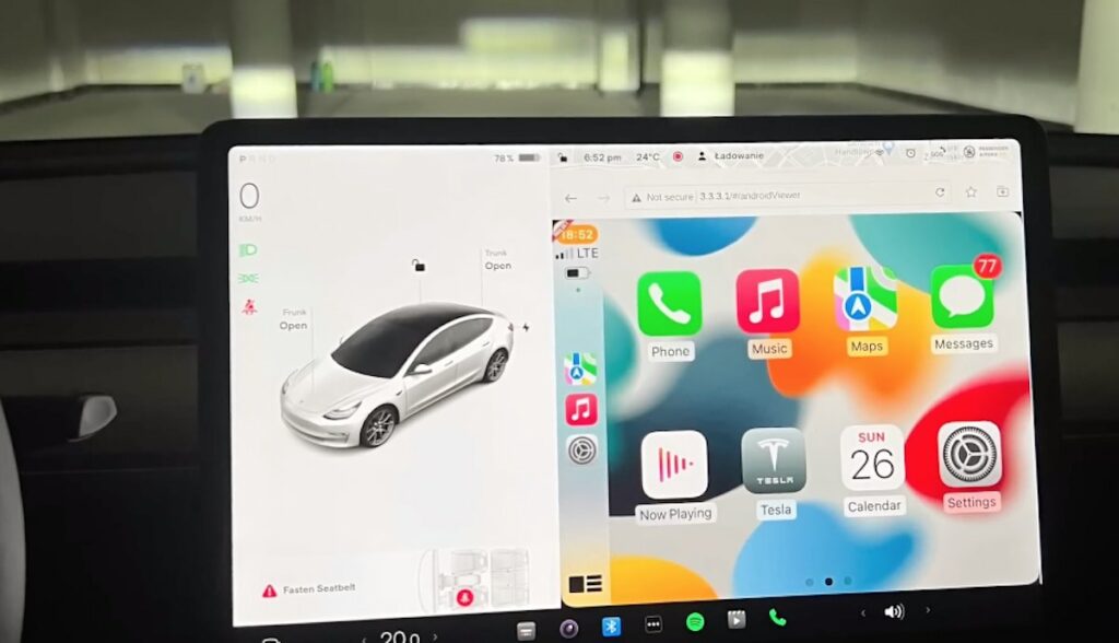 tesla touchscreen android apple carplay hack
