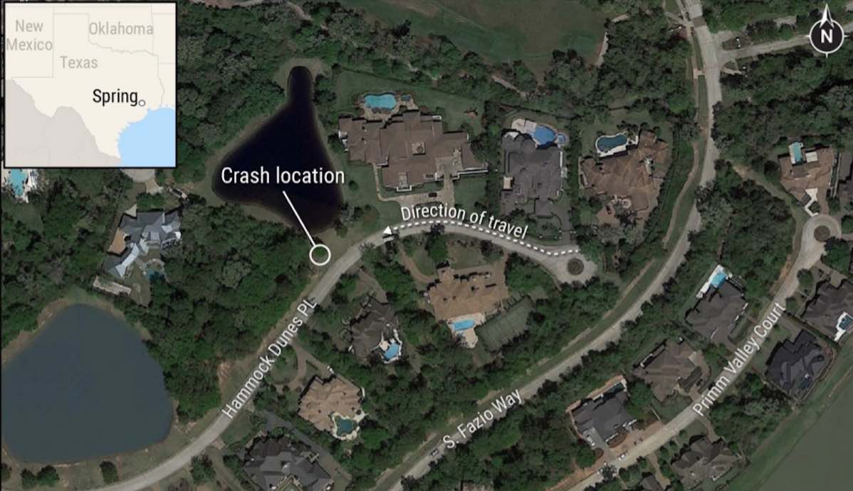 tesla unfall texas karte ntsb