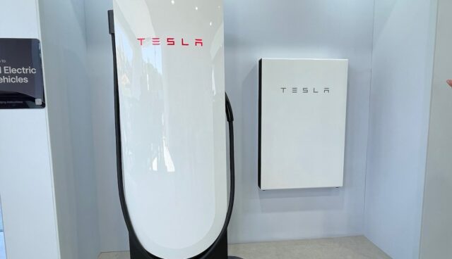 tesla v4 supercharger powerwall iaa 2023 open space