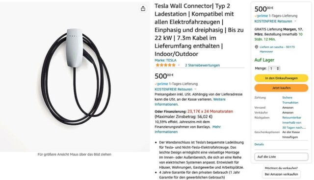 tesla wall connector amazon deutschland