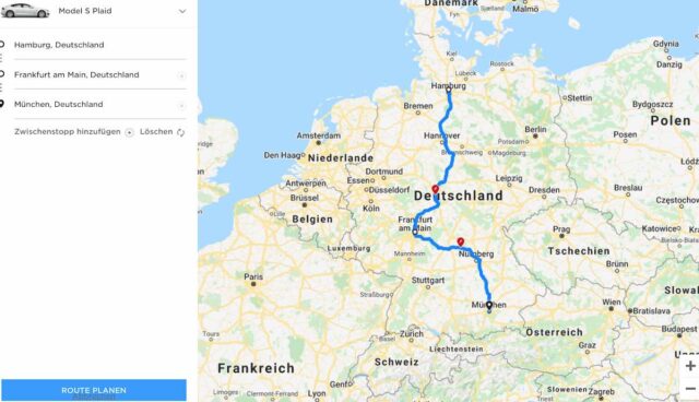 tesla website routenplaner waypoints zwischenstopps